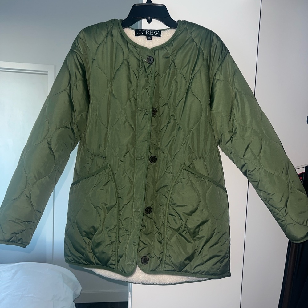 J.Crew Green Quilted Jacket